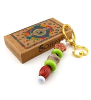 Seramik ve Cam Boncuklu Çanta Süsü Kalp Charm Anahtarlık KY081