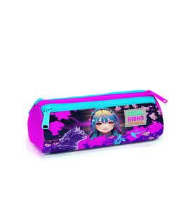 Coral High Kids Mor Pembe Anime Kedi Desenli Üç Bölmeli Kalem Çantası 22053
