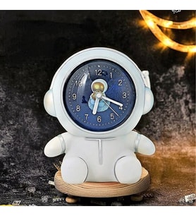 Astronot Şeklinde Kumbaralı Masa Saati 17*14cm -Beyaz