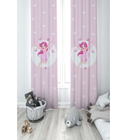 MEKTA HOME BEBEK VE ÇOCUK ODASI Uçan Peri Kızı ve Kalp Desenli 2 Kanat Fon Perde
