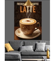 Latte kahve fincanı çizim Dekoratif Kanvas - Mdf Ahşap Tablo