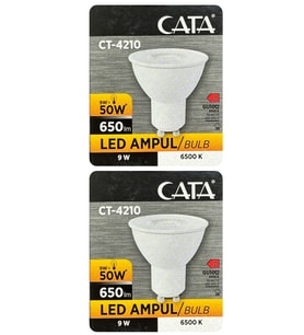 (2 Adet) Cata 9W (50W) Beyaz Işık (6500K) Dim Edilebilir GU10 Duylu Led Spot Ampul