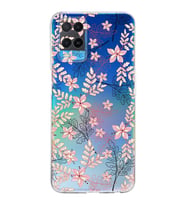 PrintiFy Oppo A54 Uyumlu Kamera Korumalı Floral Kırmızı Tasarımlı Şeffaf Silikon Kılıf