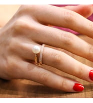925 Ayar Gümüş Helezon İncili Model Yüzük (Rose)