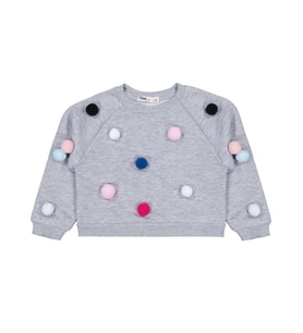 Civil Girls Ponpon Aksesuarlı 2-5 Yaş Sweatshirt - Gri