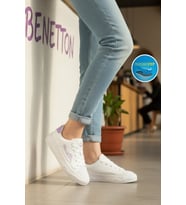 United Colors Of Benetton Beyaz Pudra Bağcıklı Kadın Sneaker BNI-10102 Z