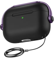 Airpods Pro 3. Nesil ile Uyumlu DjPods Sert Malzemeli Kilitli Kapak Askı Aparatlı Kılıf (Siyah-Mor)