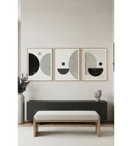 Modern Geometrik Soyutlama 3’lü Ahşap Çerçeveli Tablo Seti
