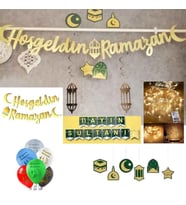  Ramazan Süsleri 6'lı tavan sarkıt süs, hoşgeldin ramazan, led ve balon 11 ayın-