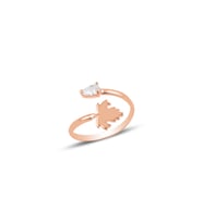 Gümüş ayarlamalı yaprak ve damla taşlı yüzük SGTL9953YAPRAK (Rose)