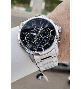 Daniel Klein DKISTE1528 Kadranı Siyah Kordonu Gümüş Renk 45 mm Erkek Kol Saati