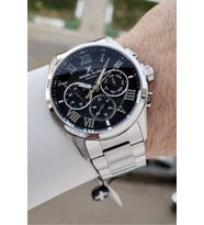 Daniel Klein DKISTE1528 Kadranı Siyah Kordonu Gümüş Renk 45 mm Erkek Kol Saati
