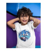 Unisex Süper Sonic Baskılı Çizgi Film Çocuk Tişört (1-12 YAŞ)