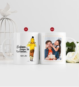 BK Gift Kişiye Özel Babalar Günü Hediyesi Fotoğraflı Kupa Bardak-29 (Beyaz)