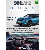 Drs Tuning Peugeot 3008 3 21 İnç 9H Nano Kavisli Ekran ve İ-Toggle Ekran Koruyucu (PARLAK) 2024 Üzeri A+ Kalite