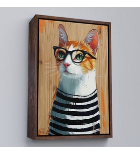 Çerçeveli Cool Kedi Tablo (Siyah)