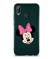 Huawei P20 Lite Soft Premier Kapak Minnie Mouse-C Tasarımlı Silikon Kılıf - Yeşil (Şeffaf)