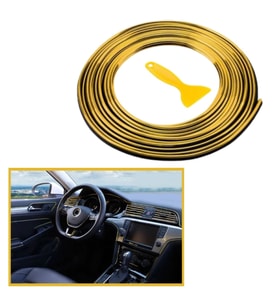 BUFFER® Gold Araba Oto Trim Dekorasyon Şeridi Kauçuk Elastik Kolay Kurulum 5 metre Şerit Bant