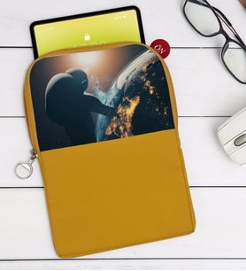 BK Gift Dünya Tasarımlı Taşınabilir Koruyucu Tablet Kılıfı & Organizer Çanta - Sarı-1