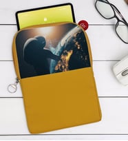 BK Gift Dünya Tasarımlı Taşınabilir Koruyucu Tablet Kılıfı & Organizer Çanta - Sarı-1