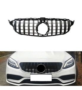 S-Dizayn Mercedes C-Class W205 Ön Panjur Parlak Siyah Piano Black GTR Model 2019 Üzeri (Karışık)