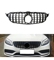 S-Dizayn Mercedes C-Class W205 Ön Panjur Parlak Siyah Piano Black GTR Model 2019 Üzeri (Karışık)