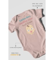 Gözler Dayı Yanaklar Teyze,Keyif Benim Baskılı Bebek Zıbını – Çıtçıtlı Body  %100 Pamuk Kısa Kol (Pastel Pembe)