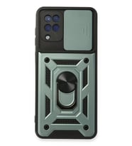 Newface Samsung Galaxy A22 Kılıf Pars Lens Yüzüklü Silikon - Yeşil