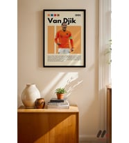 Van Dijk Futbol Posteri, Siyah Çerçeveli Duvar Tablosu - Spor Severlere Hediye