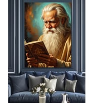 Kitap Okuyan Sakallı Bilge Dekoratif Kanvas - Mdf Ahşap Tablo