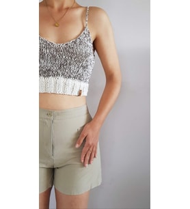 Croptop Doğal Örgü Denge Serisi-krem/kahve