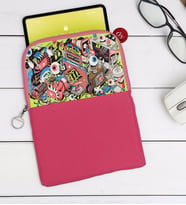 BK Gift Modern Soyut Tasarımlı Taşınabilir Koruyucu Tablet Kılıfı & Organizer Çanta - Pembe-8