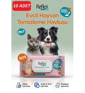 Reflex Care Evcil Hayvanlar İçin Çok Amaçlı Hijyenik Temizleme Havlusu 50’li – B