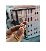 Rose Altın Kaplama Renkli Mineli Ayarlanabilir Çiçek Yüzük