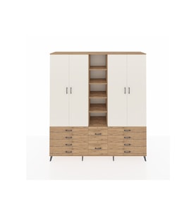 Hyperion Dolap 9 Raflı 10 Çekmeceli 2 Askılı 220x44x243 Çam-Aytaşı/Çam
