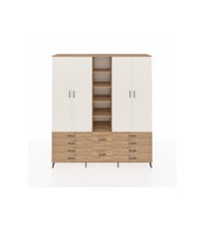 Hyperion Dolap 9 Raflı 10 Çekmeceli 2 Askılı 220x44x243 Çam-Aytaşı/Çam