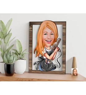 BK Gift Kişiye Özel Kadın Kuaför Karikatürlü 3D Ahşap Tablo, Sevgiliye Hediye, Arkadaşa Hediye, Yıl Dönümü Hediyesi, Doğum Günü Hediyesi-2