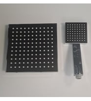 ROBOT DUŞ BAŞLIĞI - FLAT DUŞ BAŞLIĞI - TEPE DUŞ + EL DUŞU - KARE ( KROM - SİYAH ) - ( 19 x 19 )