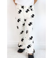 Escabel Kız Çocuk Jean Pantolon Çiçek Desenli Paçası Yırtmaçlı 1.5-5 Yaş, Ekru