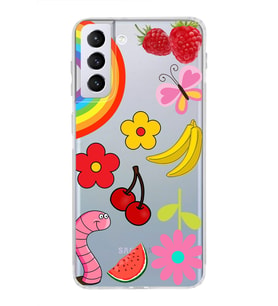 PrintiFy Samsung Galaxy S21 Plus ile Uyumlu 1mm Slim Fit Water Color 5 Baskılı Şeffaf  Kılıf
