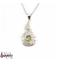 Doğal Peridot Taşlı 925 Ayar Gümüş Kolye