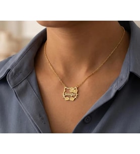 Kişiye Özel Tasarım Hello Kitty İsim Kolye 925K Gümüş (Gold)