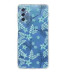 Samsung Galaxy M52  Kamera Korumalı Kapak Floral Su Yeşili Tasarımlı  Şeffaf  Kılıf