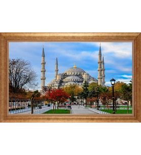 Çerçeveli Paspartulu Manzara Tablo ah1979 (Gold)