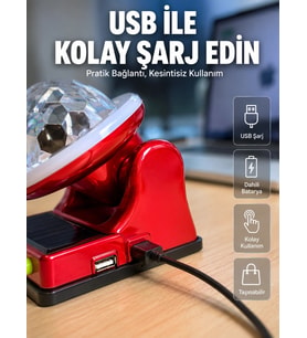 Güneş Enerjili Led Disco Lamba Şarjlı Rgb Parti Ve Dekoratif Aydınlatma Lambası
