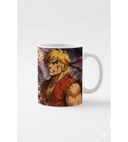 Street Fighter Ken Özel Tasarımlı Hediyelik Kupa Bardak (Beyaz)