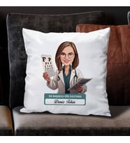 Kişiye Özel Hediye En Başarılı Kadın Göz Doktoru Karikatürlü Yastık