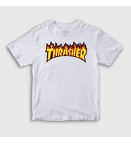 Presmono Unisex Çocuk Beyaz Logo V1 Thrasher T-Shirt 278182tt (Beyaz)
