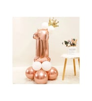 ROSE GOLD KRAL TAÇLI RAKAM FOLYO YAŞ BALON SET