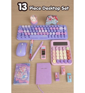 x Dekomus Lavender Candy Office Collection 13 Parça Kablosuz Mouse&Klavye, Hesap Makinası Ve Kırtasiye/Ofis Seti